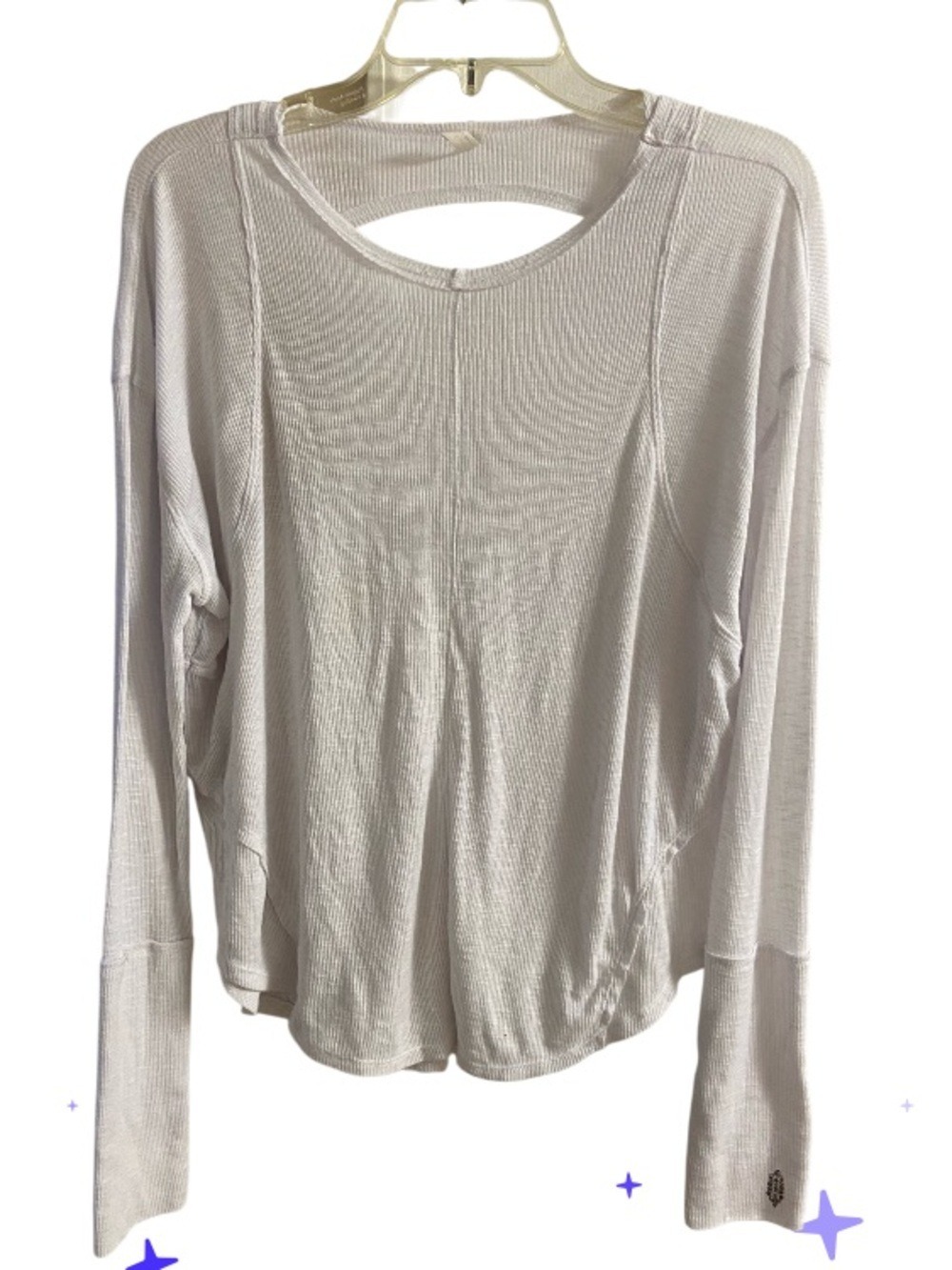 Free People Movement Women's White Long-Sleeve Cutout Lightweight Top Medium - Picture 2 of 9
